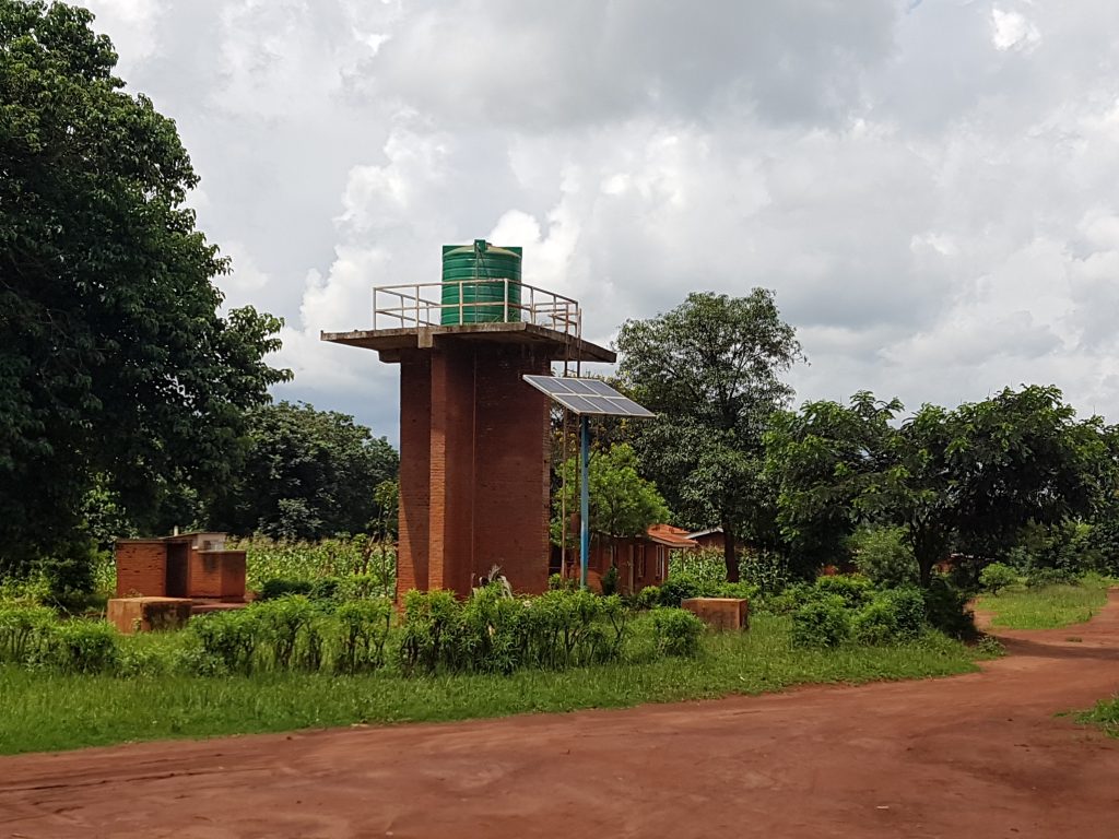 A water pump being powered by solar energy in Malawi